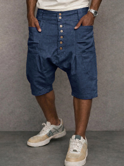 Casual 100% Cotton Drop Crotch Harem Shorts
