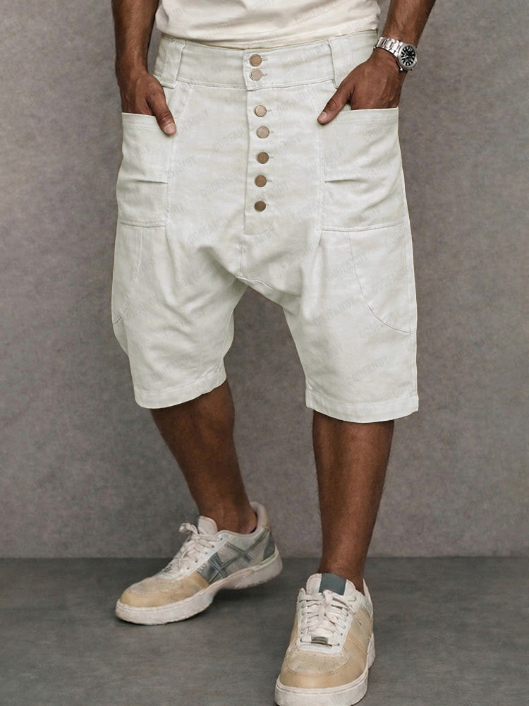 Casual 100% Cotton Drop Crotch Harem Shorts