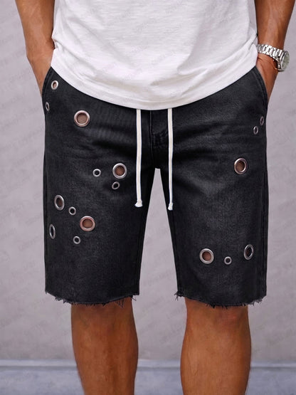 Fashion Distressed Drawstring Denim Shorts