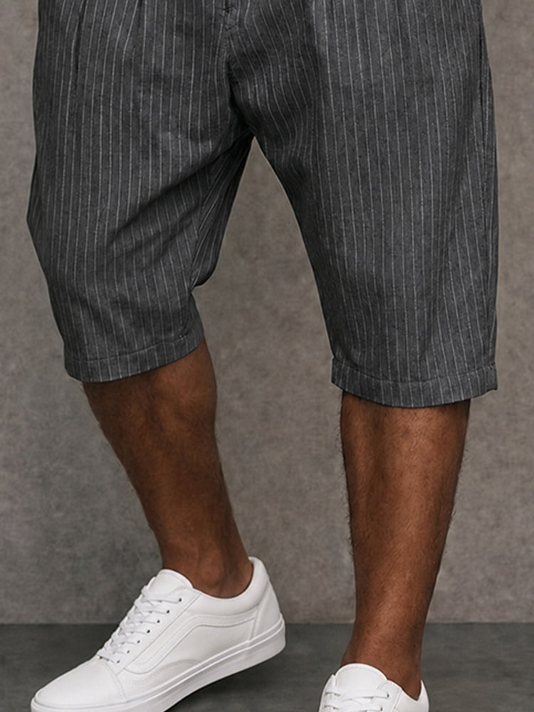 Modern Commuter Button Accent Suit Shorts