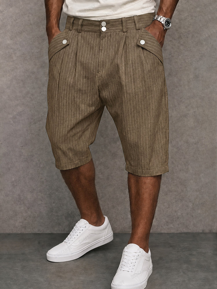 Modern Commuter Button Accent Suit Shorts