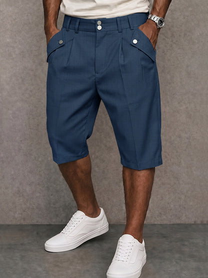 Modern Commuter Button Accent Suit Shorts
