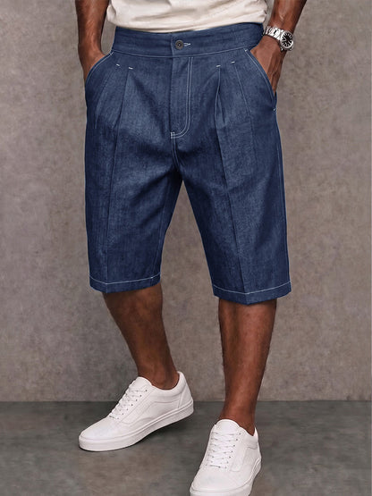 Stylish Contrast Stitching Stretchy Denim Shorts
