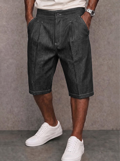 Stylish Contrast Stitching Stretchy Denim Shorts