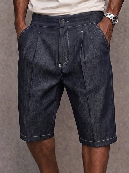 Stylish Contrast Stitching Stretchy Denim Shorts
