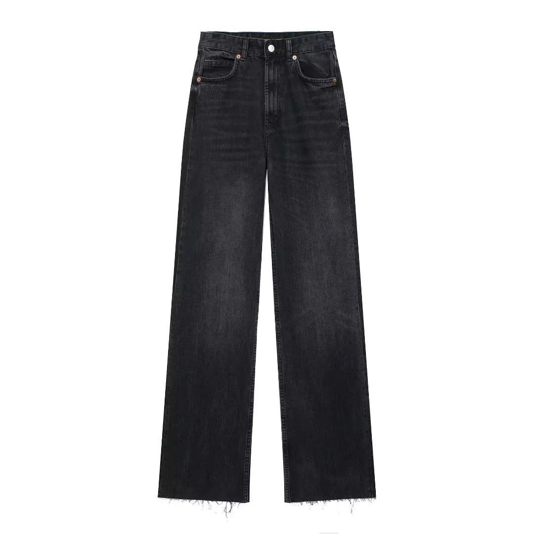 Luné® | Camille — Zwarte Jeans met Wijde Pijpen