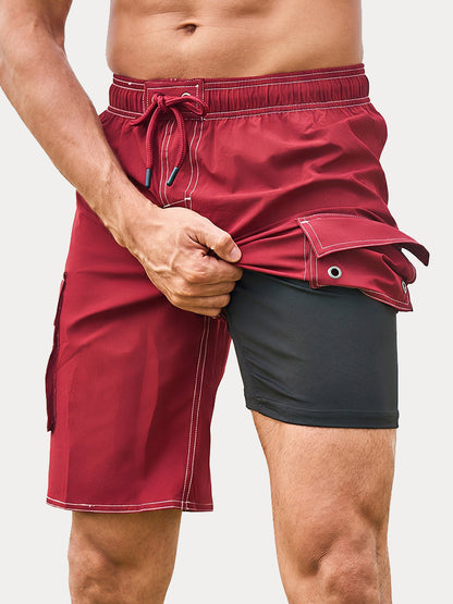 Men's Summer Solid Side-Stripe Boardshorts