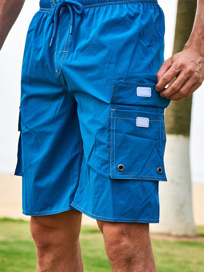 Men's Summer Solid Side-Stripe Boardshorts