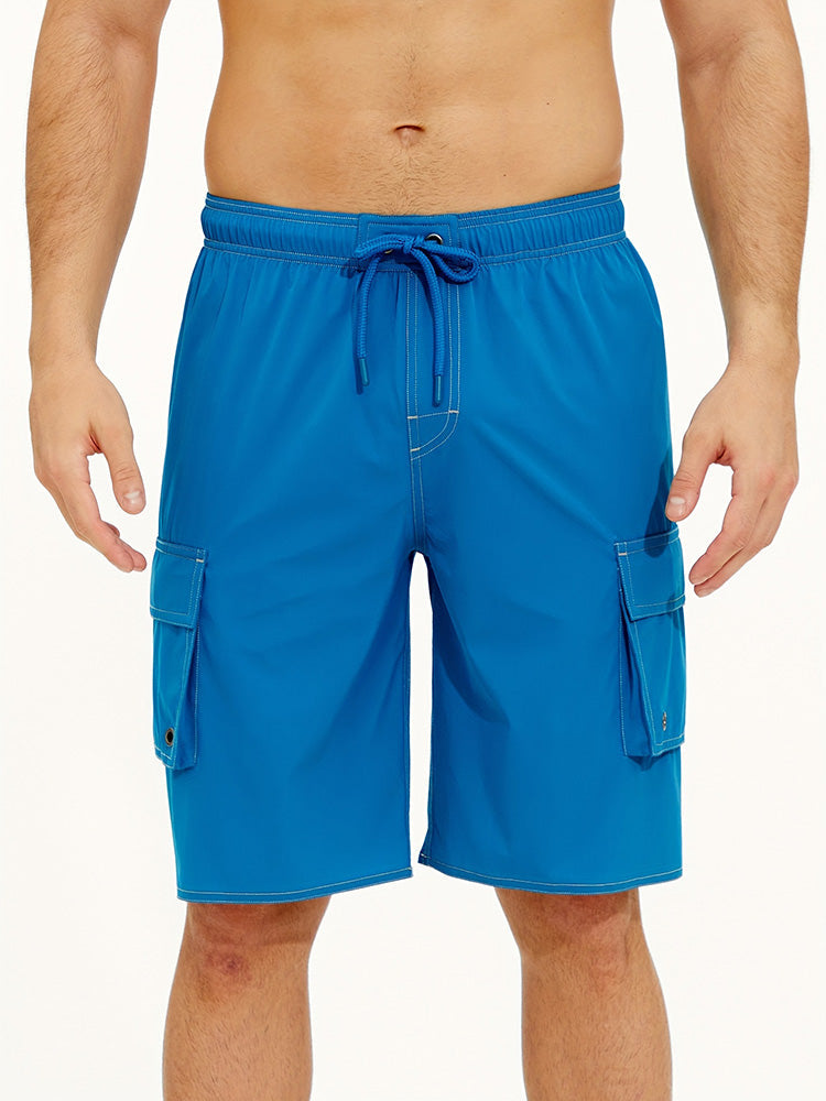 Men's Summer Solid Side-Stripe Boardshorts