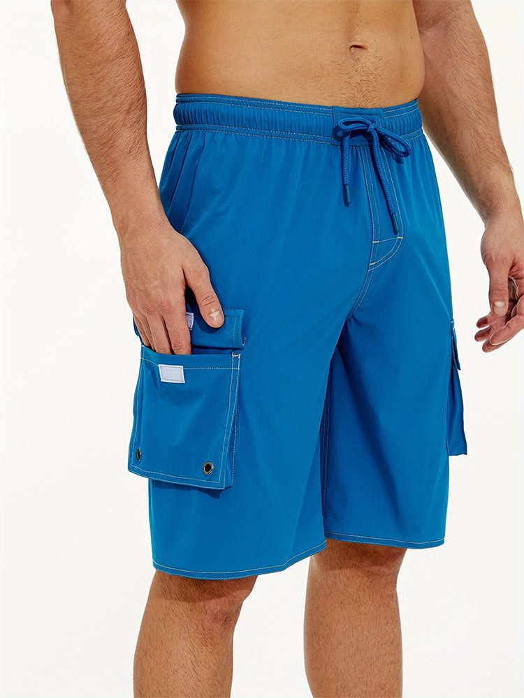 Men's Summer Solid Side-Stripe Boardshorts