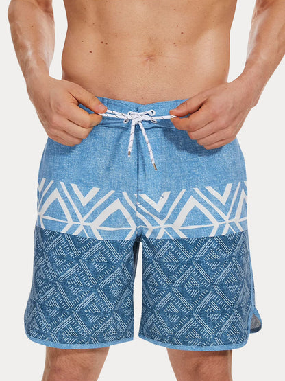 Men's Quick-Dry Multi-Pocket Printed Swim Trunks