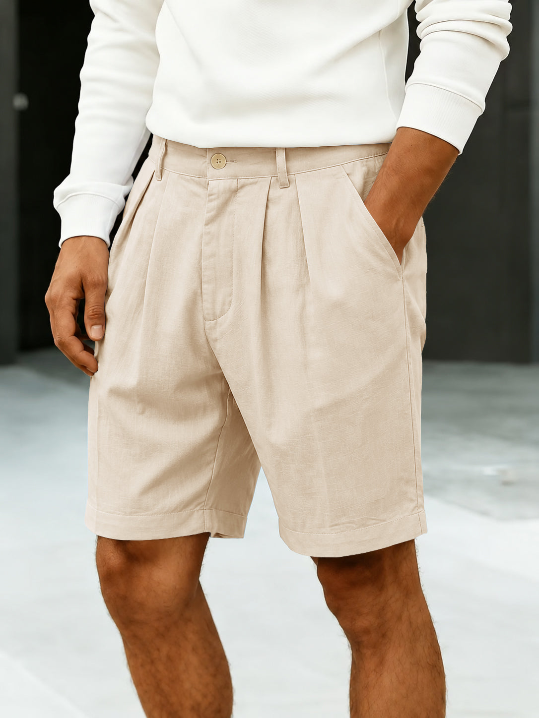 Men's High-Rise Pleated Chino Shorts