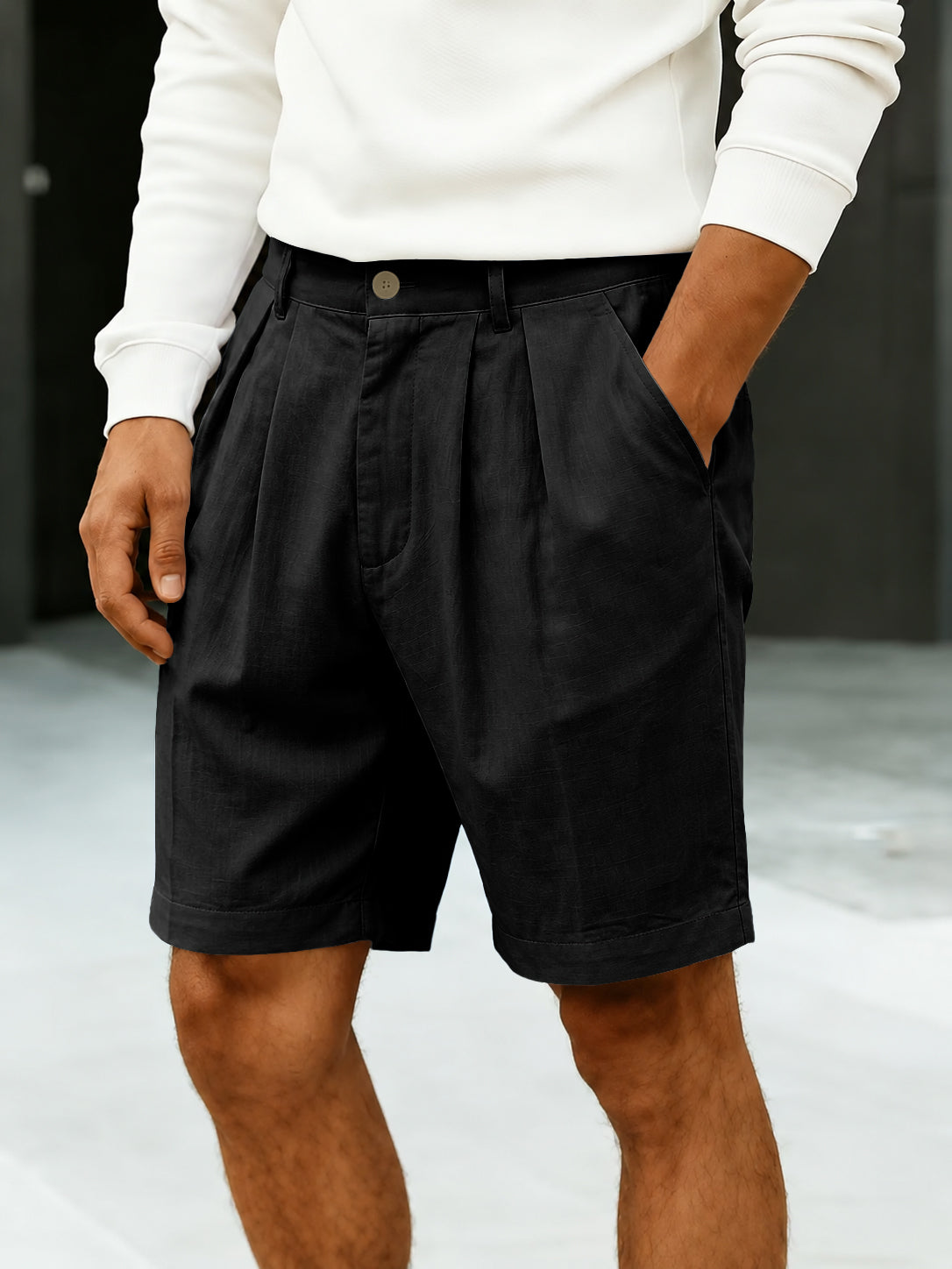 Men's High-Rise Pleated Chino Shorts
