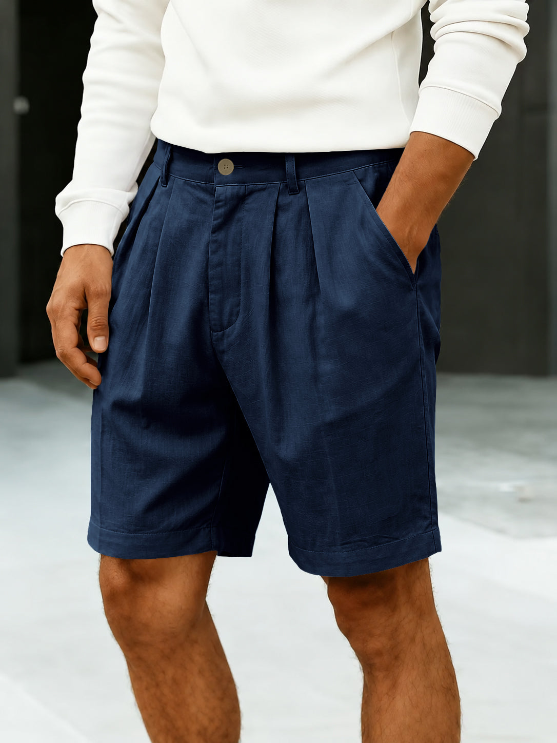 Men's High-Rise Pleated Chino Shorts