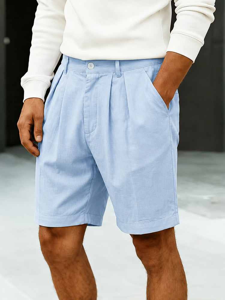 Men's High-Rise Pleated Chino Shorts