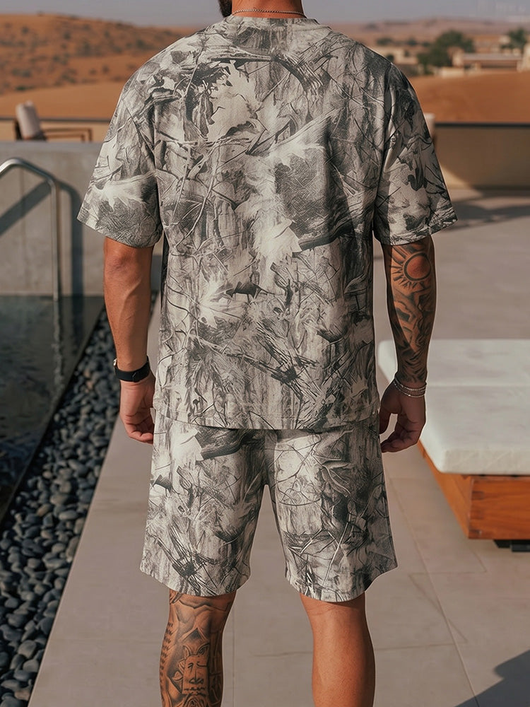 Luné® | Gabriel — Abstracte Ink-Print Shorts voor Heren