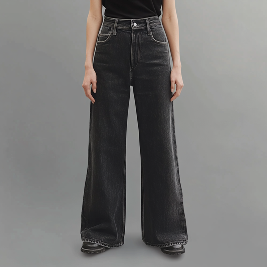 Luné® | Camille — Zwarte Jeans met Wijde Pijpen