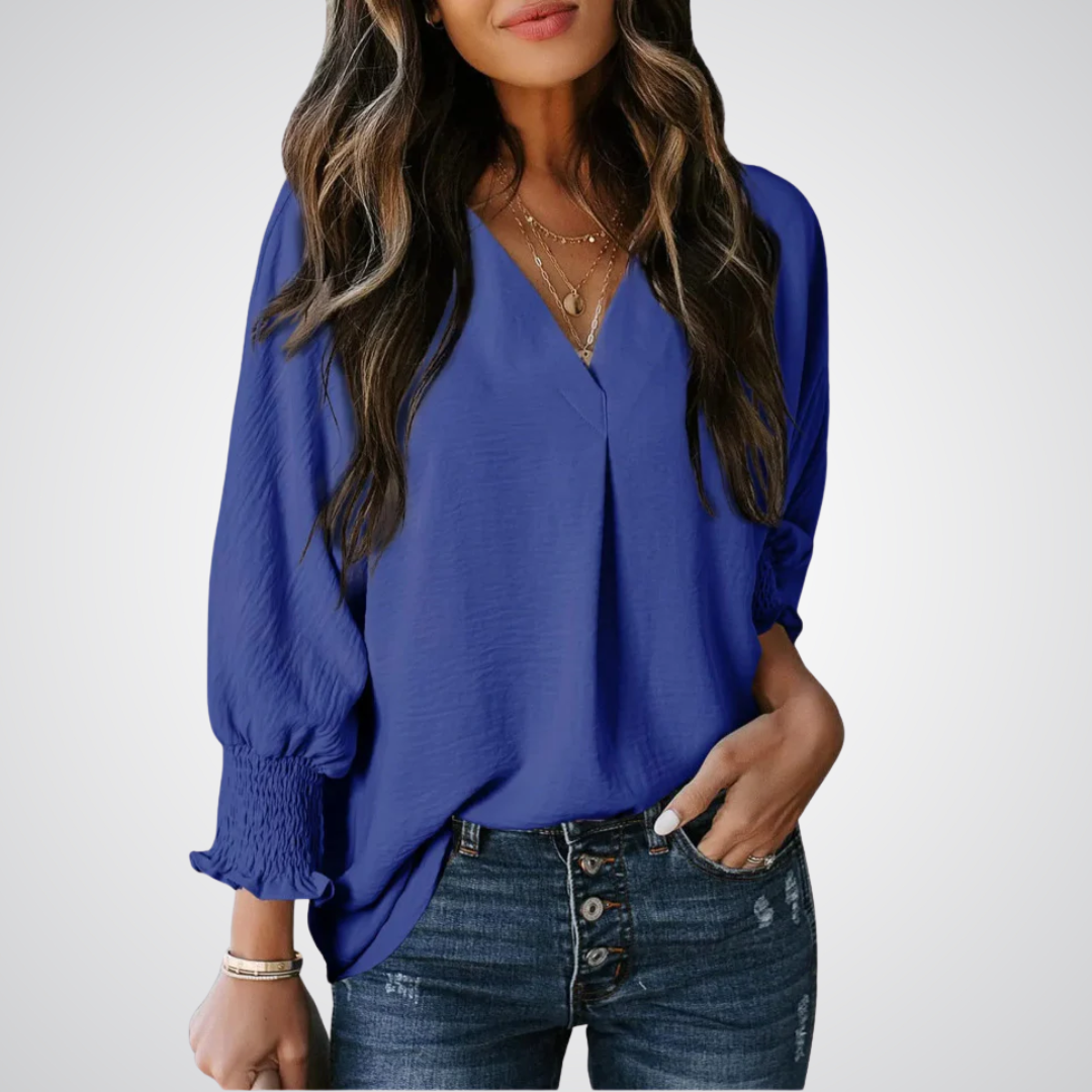 Leila – Klassieke V-hals Tuniek Blouse
