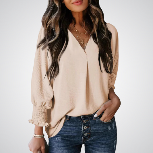 Leila – Klassieke V-hals Tuniek Blouse