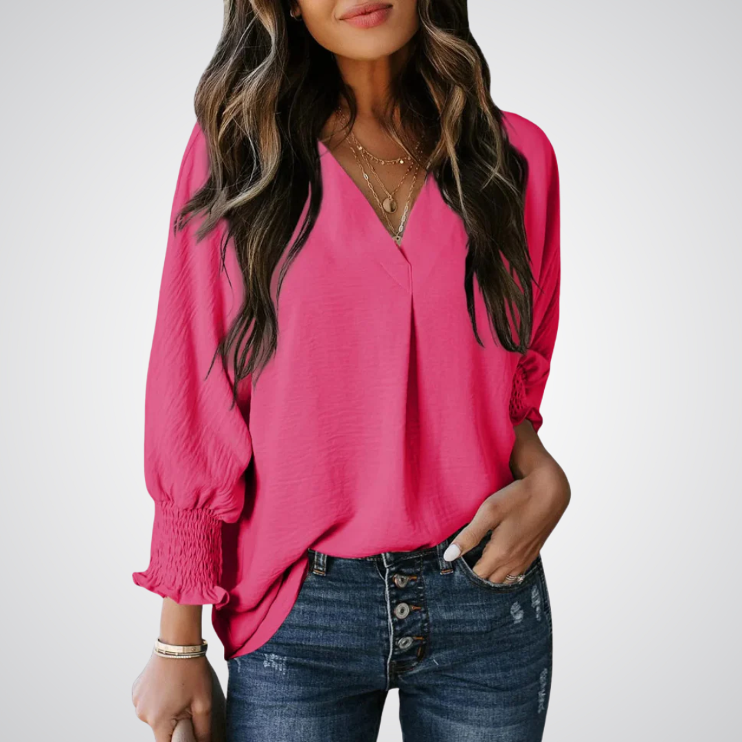 Leila – Klassieke V-hals Tuniek Blouse
