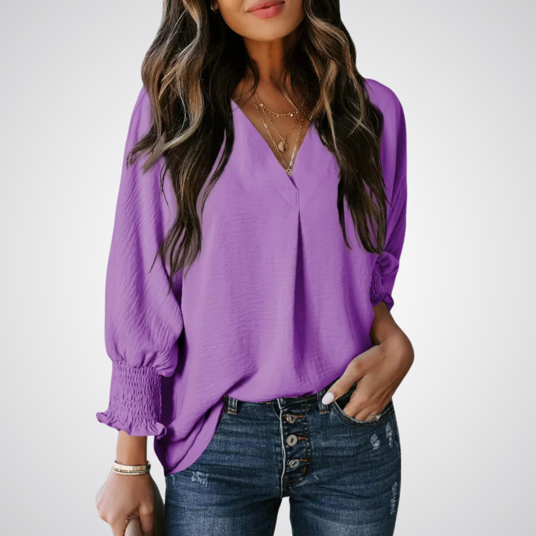 Leila – Klassieke V-hals Tuniek Blouse