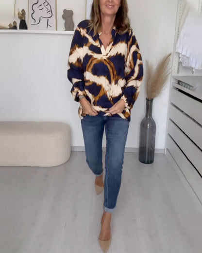 Laluna® | Bedrukte casual top met V-hals
