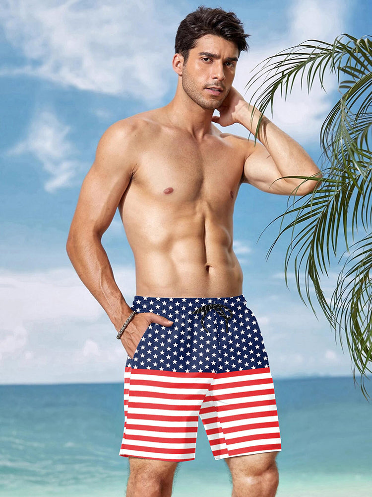 Quick-Dry Printed Swim Trunks with Compression Lining (US Only)