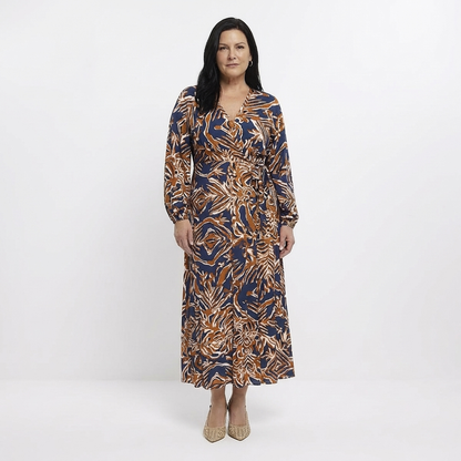 Maxi-jurk met bedrukte v-hals
