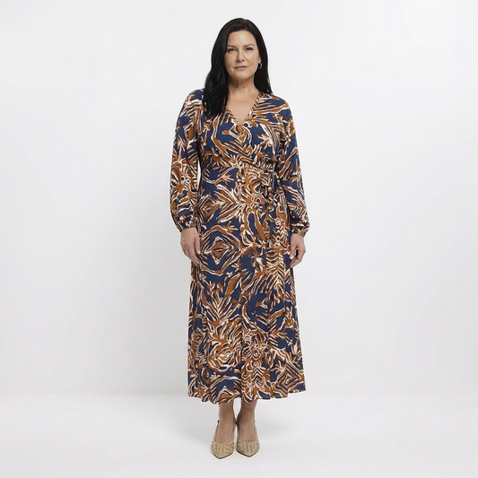 Maxi-jurk met bedrukte v-hals