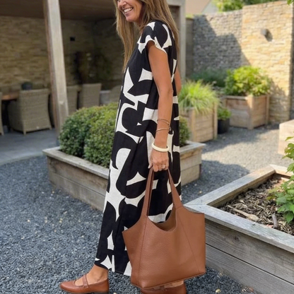 Laluna® | Jurk met print en V-hals