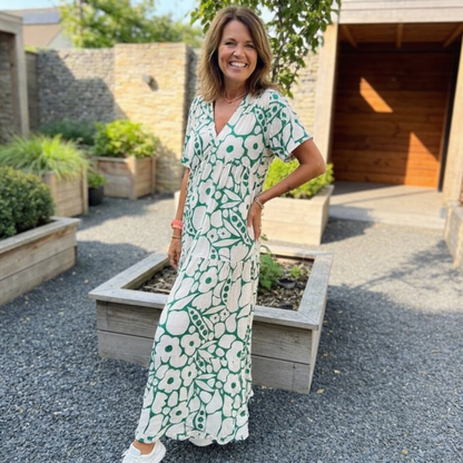 Laluna® | Losse jurk met V-hals en print