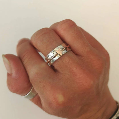 Luné® | Rosalie — Verfijnde Zilveren Hartjesring