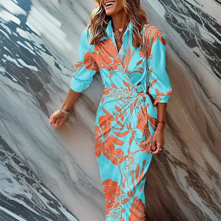 Laluna® | Jurk met Wikkelprint