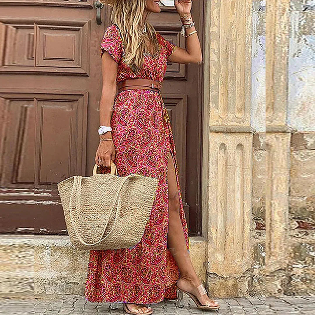 Luné® | Valentina — Luchtige Boho Maxi-Jurk met Elegante Tailleband