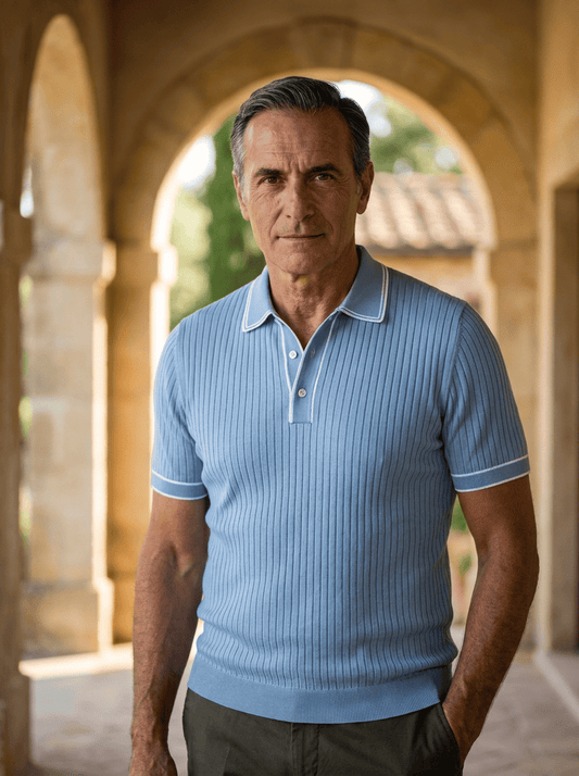 Silvan | Geribbelde gebreide poloshirt