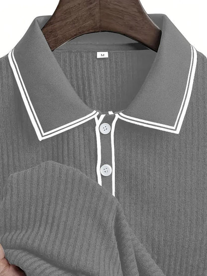 Silvan | Geribbelde gebreide poloshirt