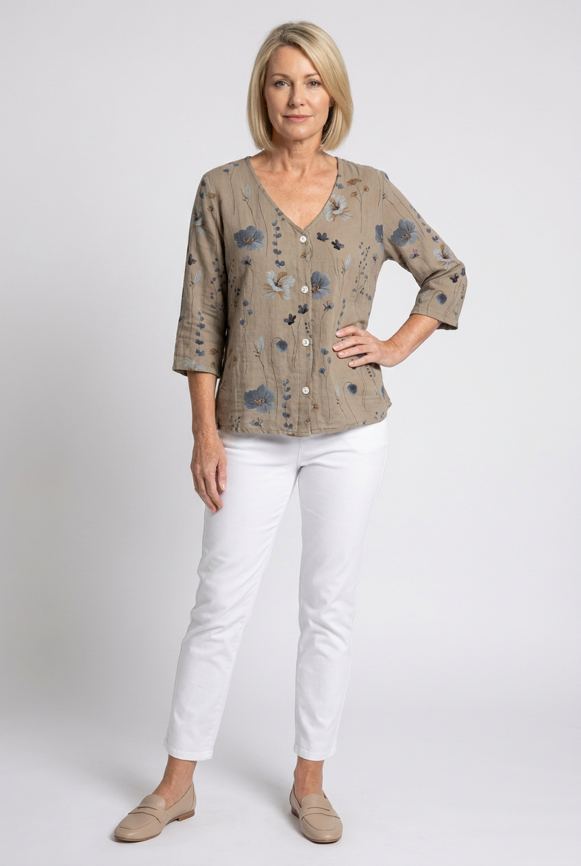 Luné® | Camille — Elegante Damesblouse met Driekwartmouwen